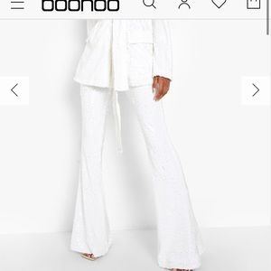 Boohoo white sequin trousers! Never worn!